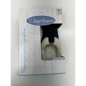 Dearfoams Womens Slippers Size 7 Memory Foam Sherpa Lined Black New In Box